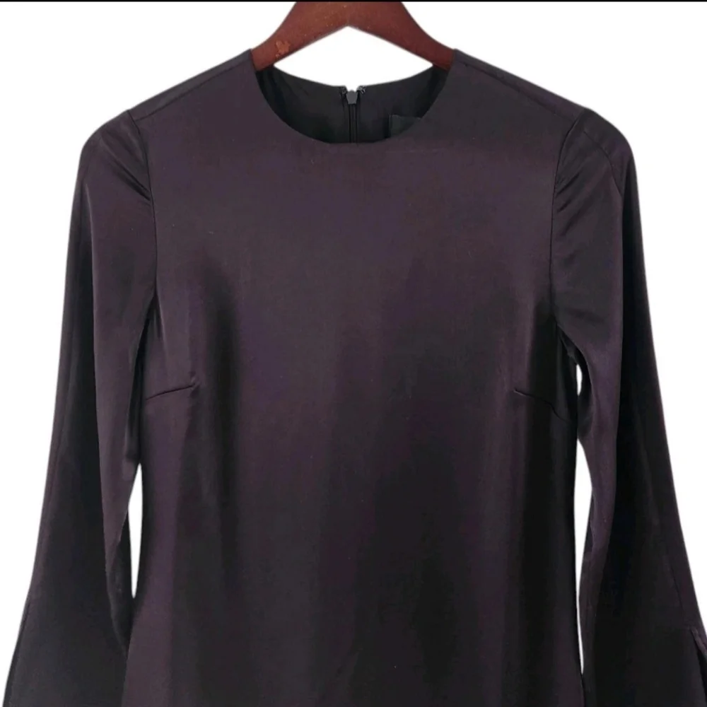 Banana Republic Black Abril Silk Mini Dress Slit Sleeves Womens Size XXS NEW - Picture 4 of 11